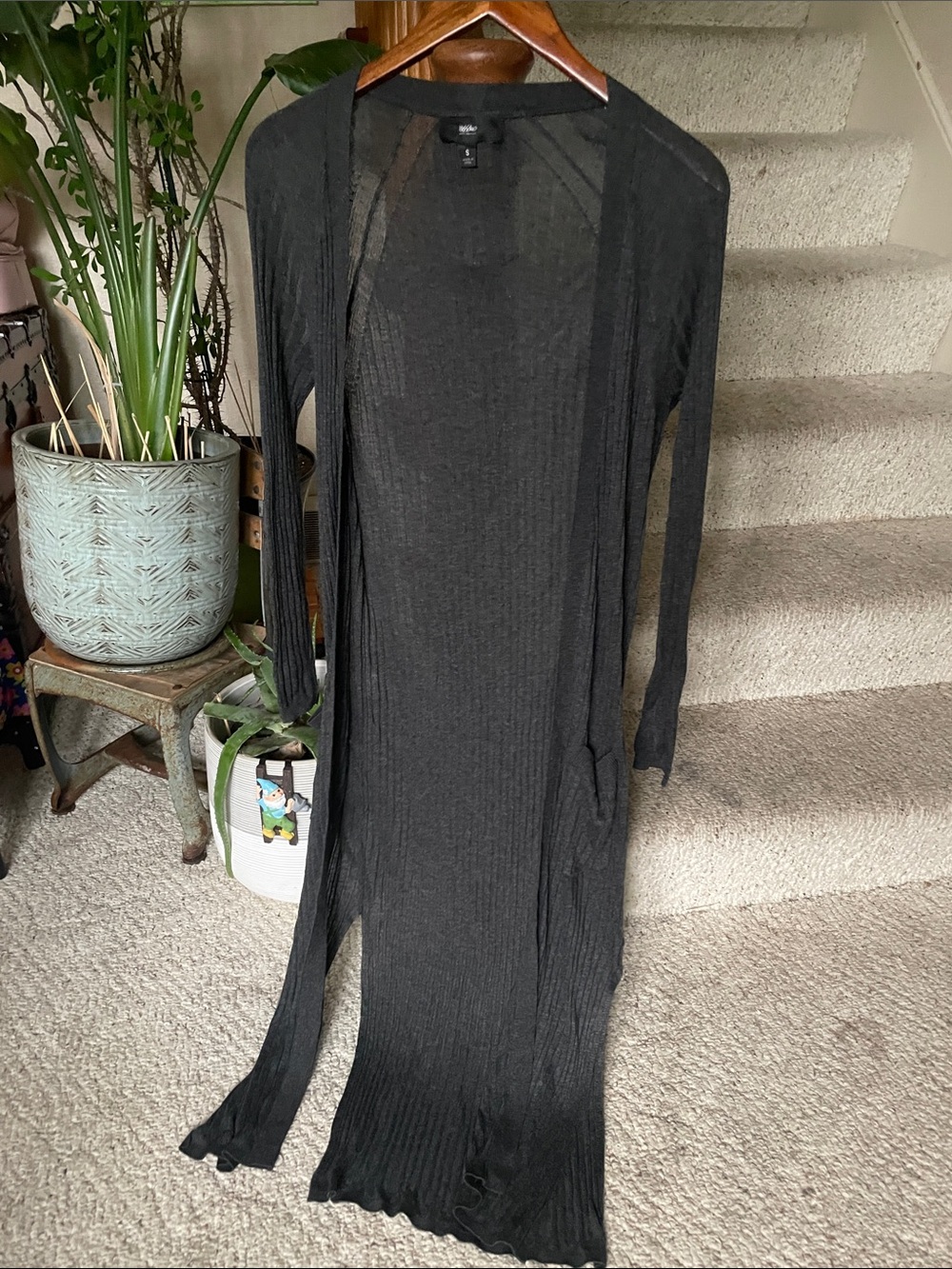 Mossimo Long Line Open-Front Charcoal Women’s Maxi Cardigan